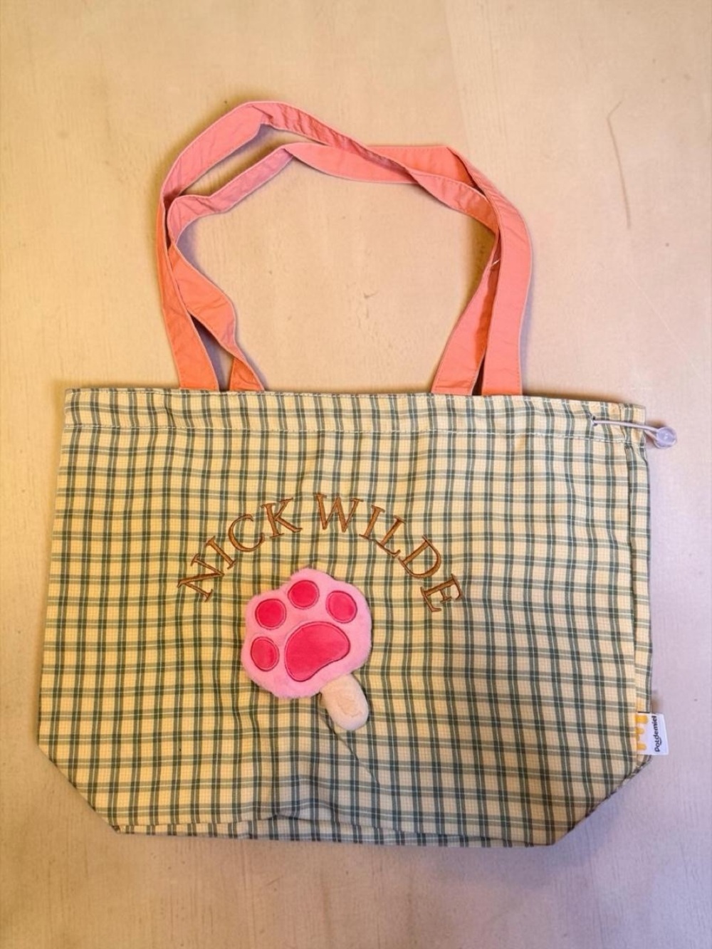 Disney Potdemiel Zootopia Nick Wilde Plaid Tote Bag with 3D Pawpsicle